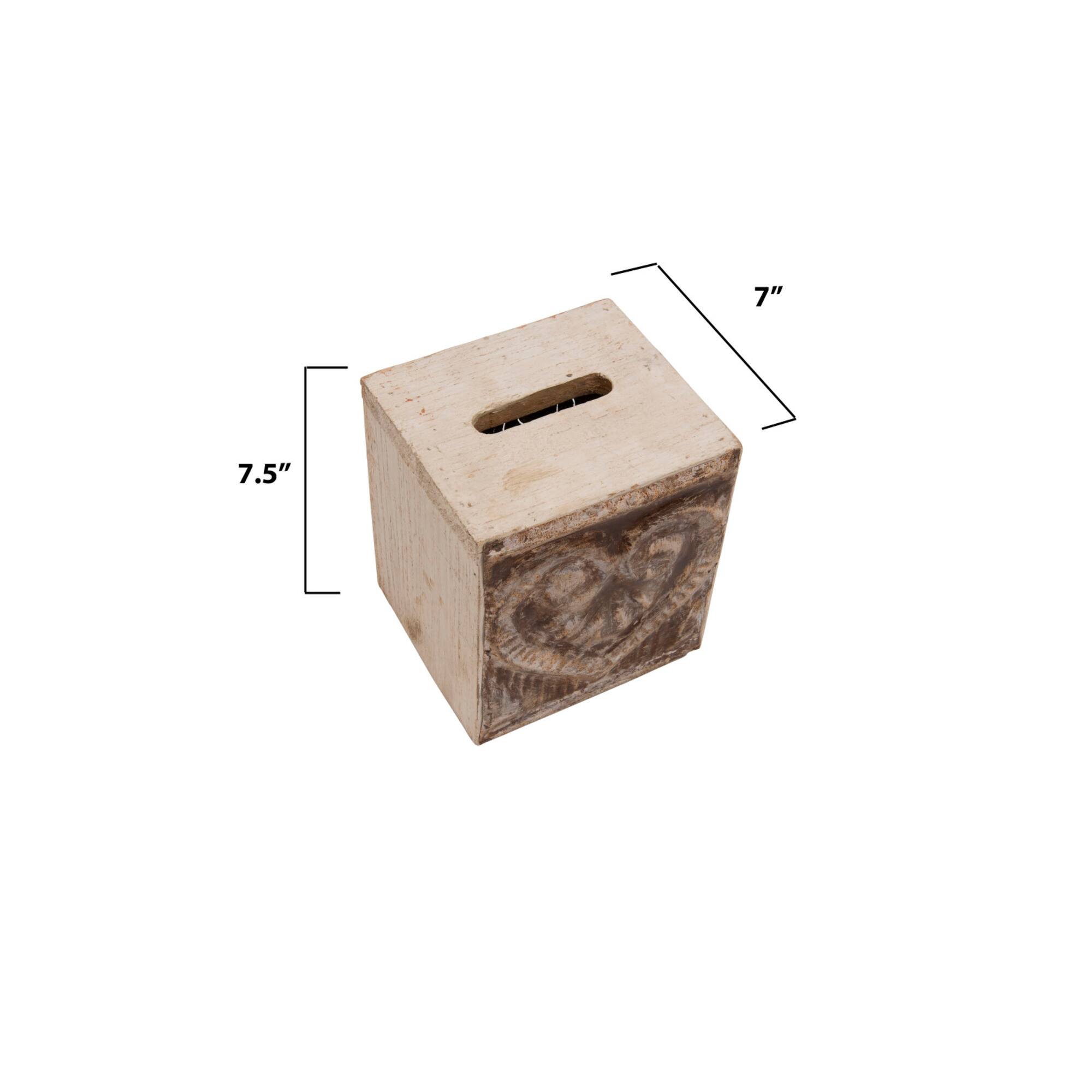 Hello Honey® 6.5" Wood & Metal "Bless You" Tissue Box Cover